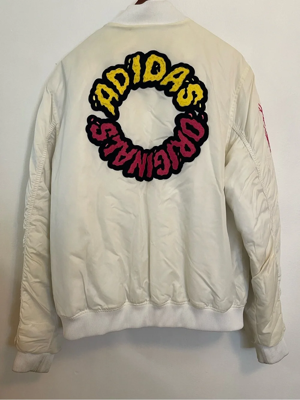 Adidas Bomber Jacket Mens Large Padded Patches Model BR7149 White